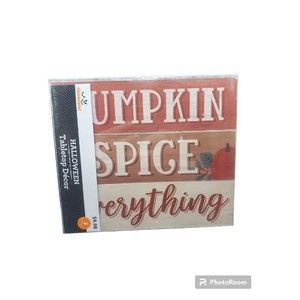 New In Package Celebrate! Pumpkin Spice Everything 3 Wooden Signs Decor Autumn